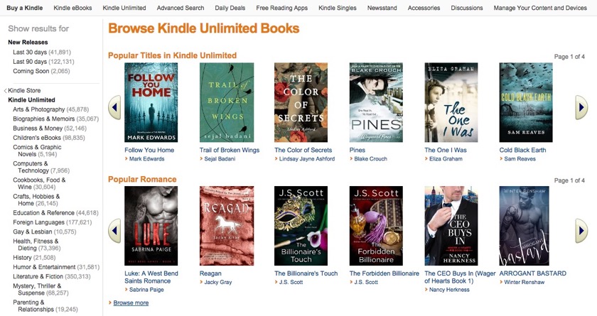 kindle unlimited トップページ
